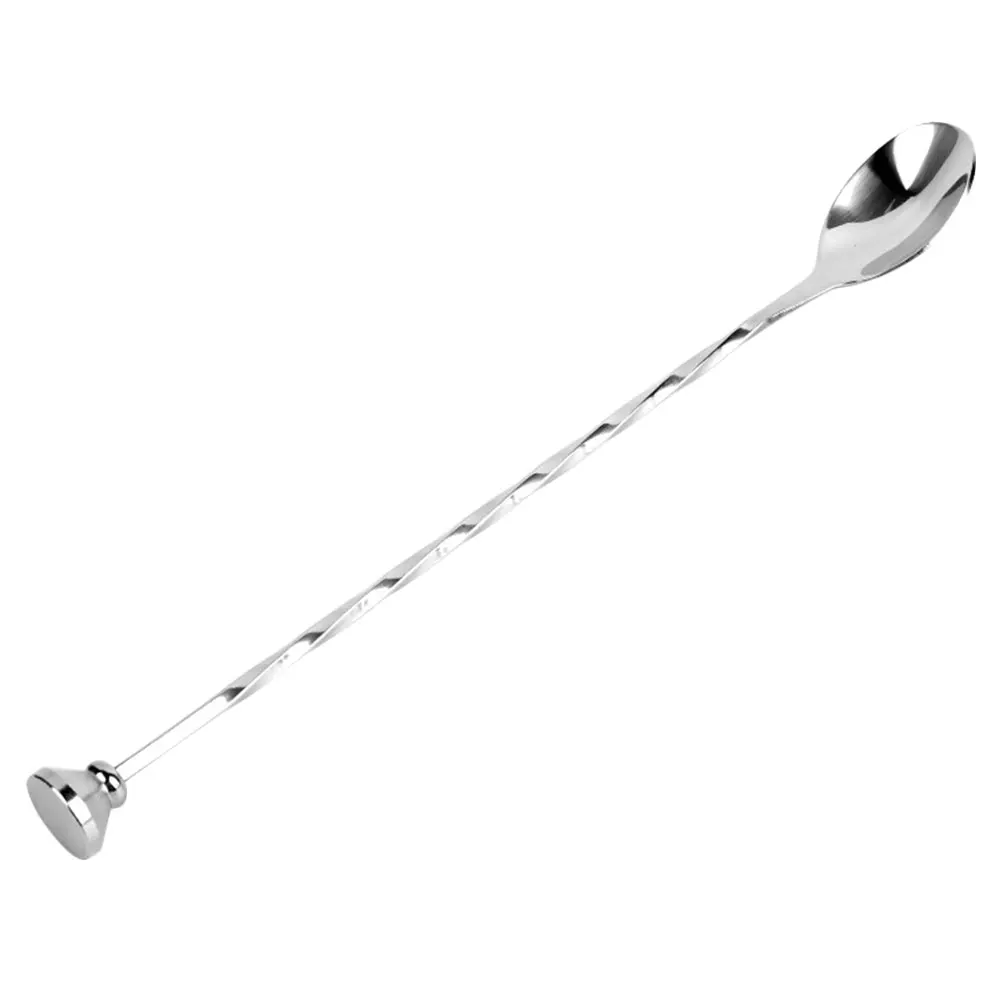 

Stainless Steel Cocktail Spoon Mixing Bar Stirrer Spiral Bottom Drink Beverages Iced Whisky Household Multi Function Easy Clean