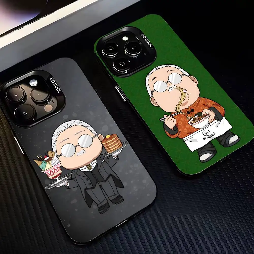 

Cartoon cute T-Taro S-Sakamoto-TS Phone Case For iPhone 17,16,15,14,13,12,11 Plus,Pro Max,XS,Colored Silver Plated Inside Cover