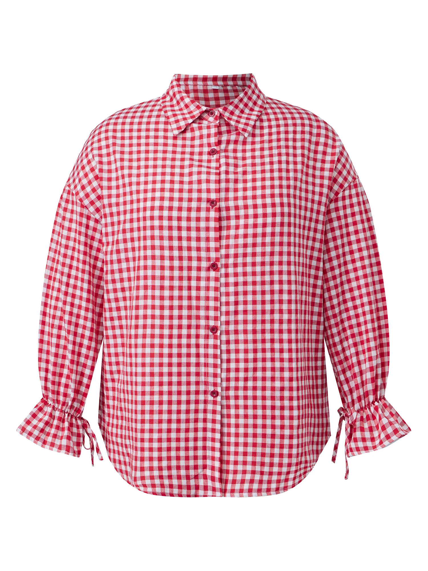 Women s Plus Size Blouse with Button Front Closure and Stylish Plaid Pattern Loose Fit Casual Shirt with Turn Down Collar and