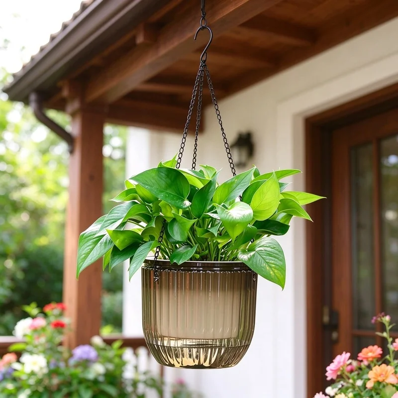 insWind-resistant hanging balcony garden flower pot, large diameter, resin material, durable, sunproof, suitable for succulents
