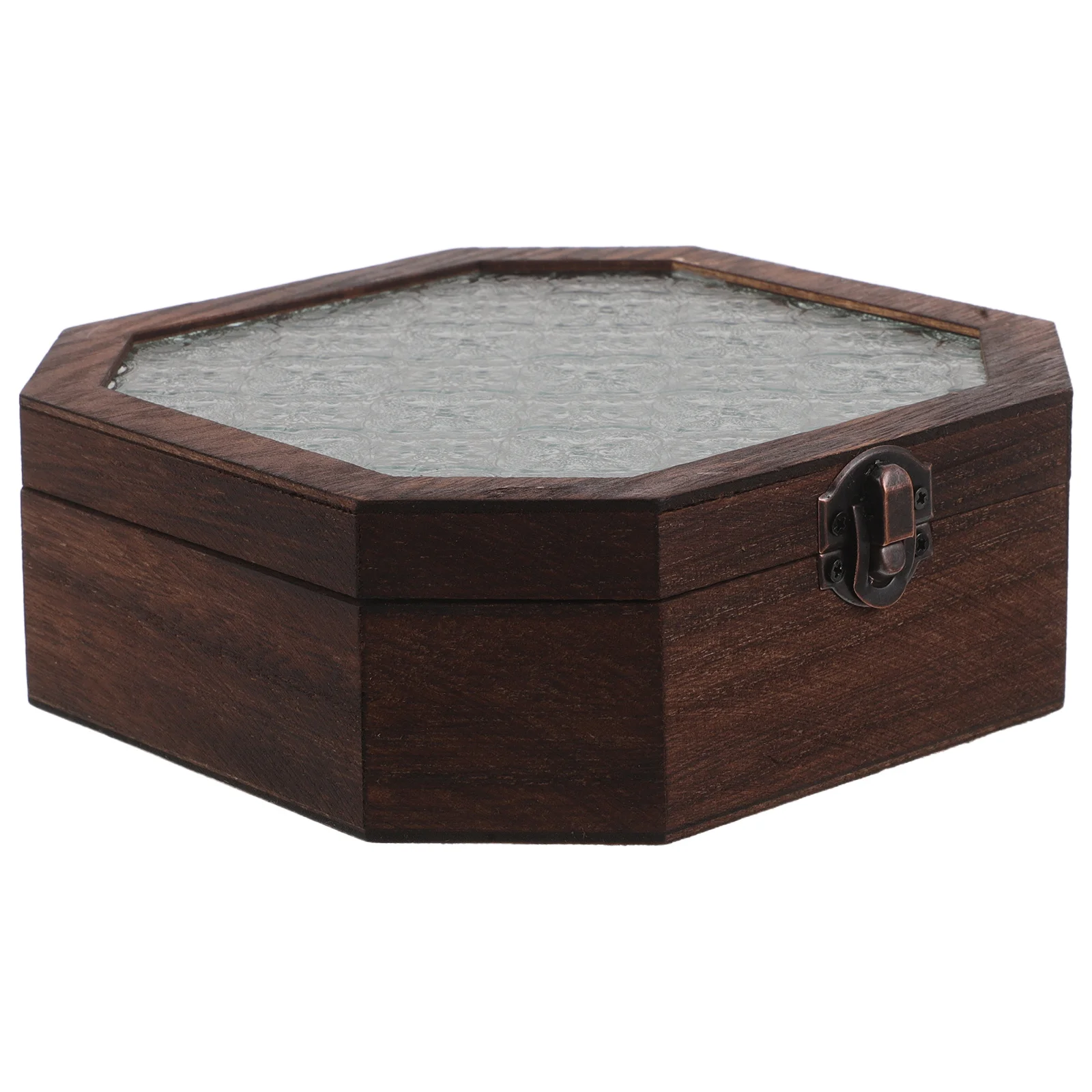 منظم المجوهرات الخشبية علبة حلية عتيقة غطاء زجاجي تخزين ريفي الصدر تذكارات صندوق عرض حامل ديكور