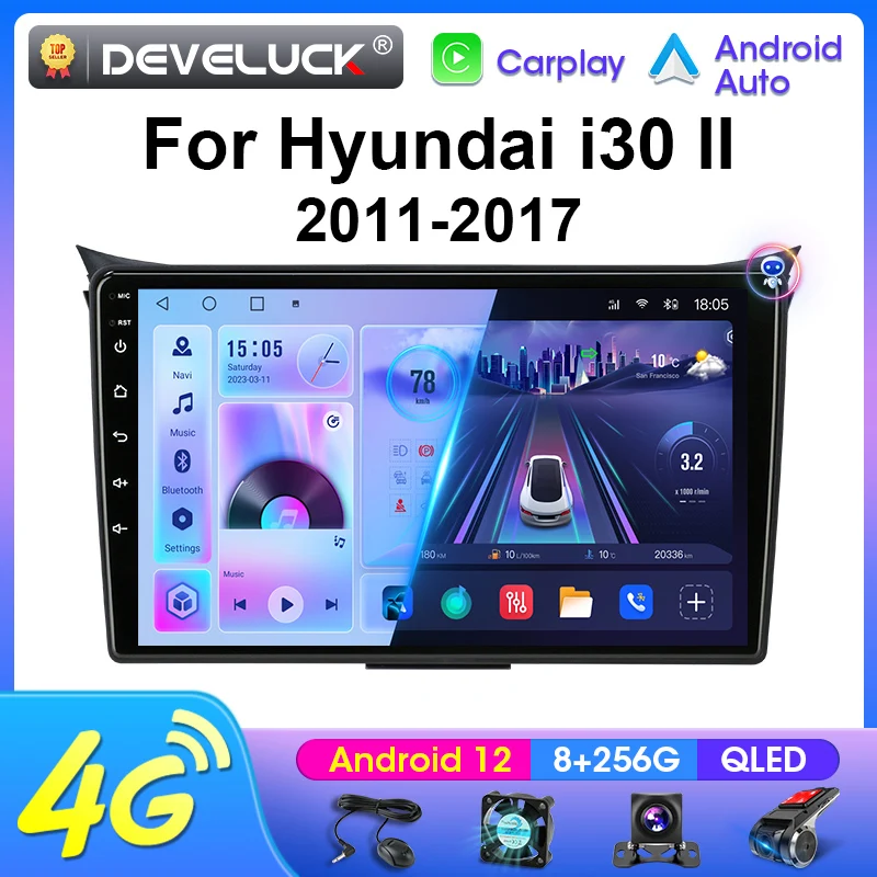 Android 12 Car Radio For Hyundai i30 II 2 GD 2011 - 2017 2 Din Stereo Multimedia Video Player GPS 4G Carplay Auto DVD Head Unit