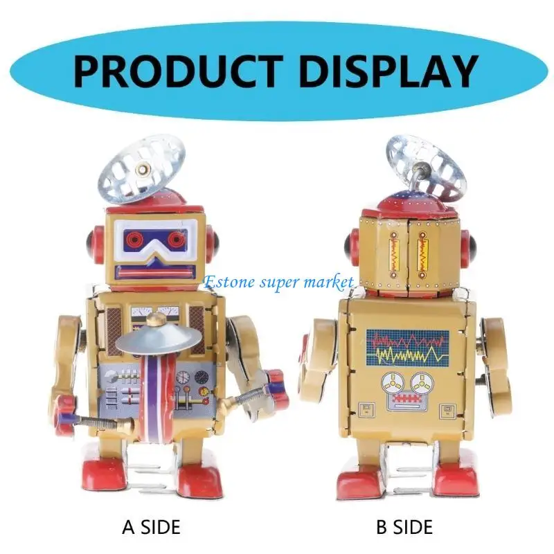 090B ROBOT DRUMMER WIND UP GIOCHIO con fascino vintage per collezionisti e decori