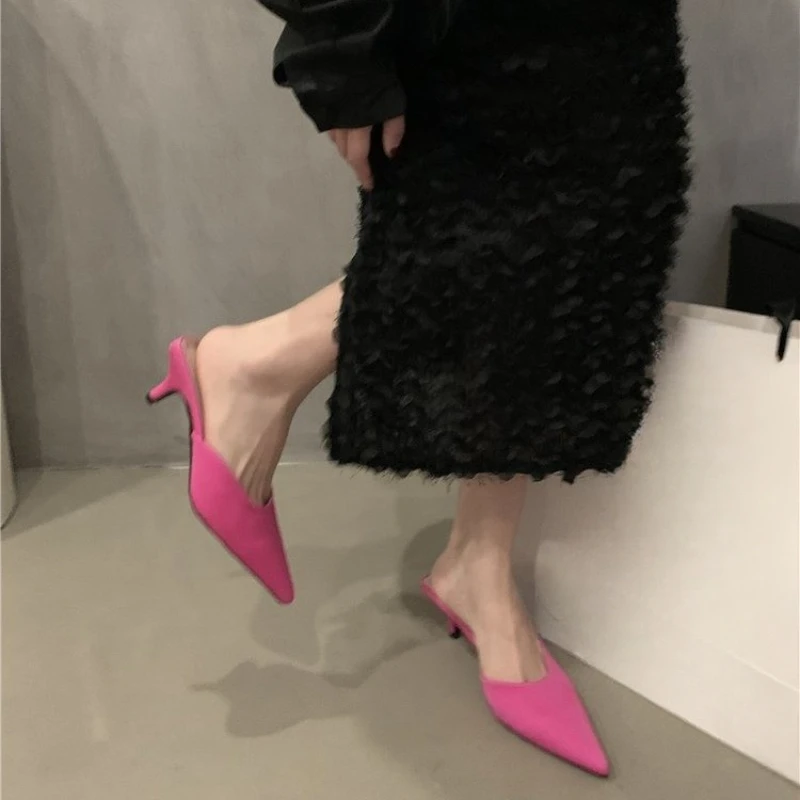 2024 Fashionable Pointed Toe Stiletto Heel Shallow Mouth New Sandals Summer Sexy Elegant Casual Fashion Slippers NO:M07