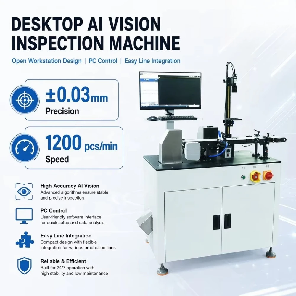 Open Desktop AI Vision Inspection System ±0.03mm Industrial Computer-Controlled Optical Inspection Machine