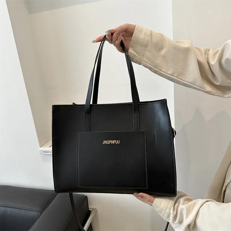 

Large-capacity college student handbag versatile soft leather shoulder class bag