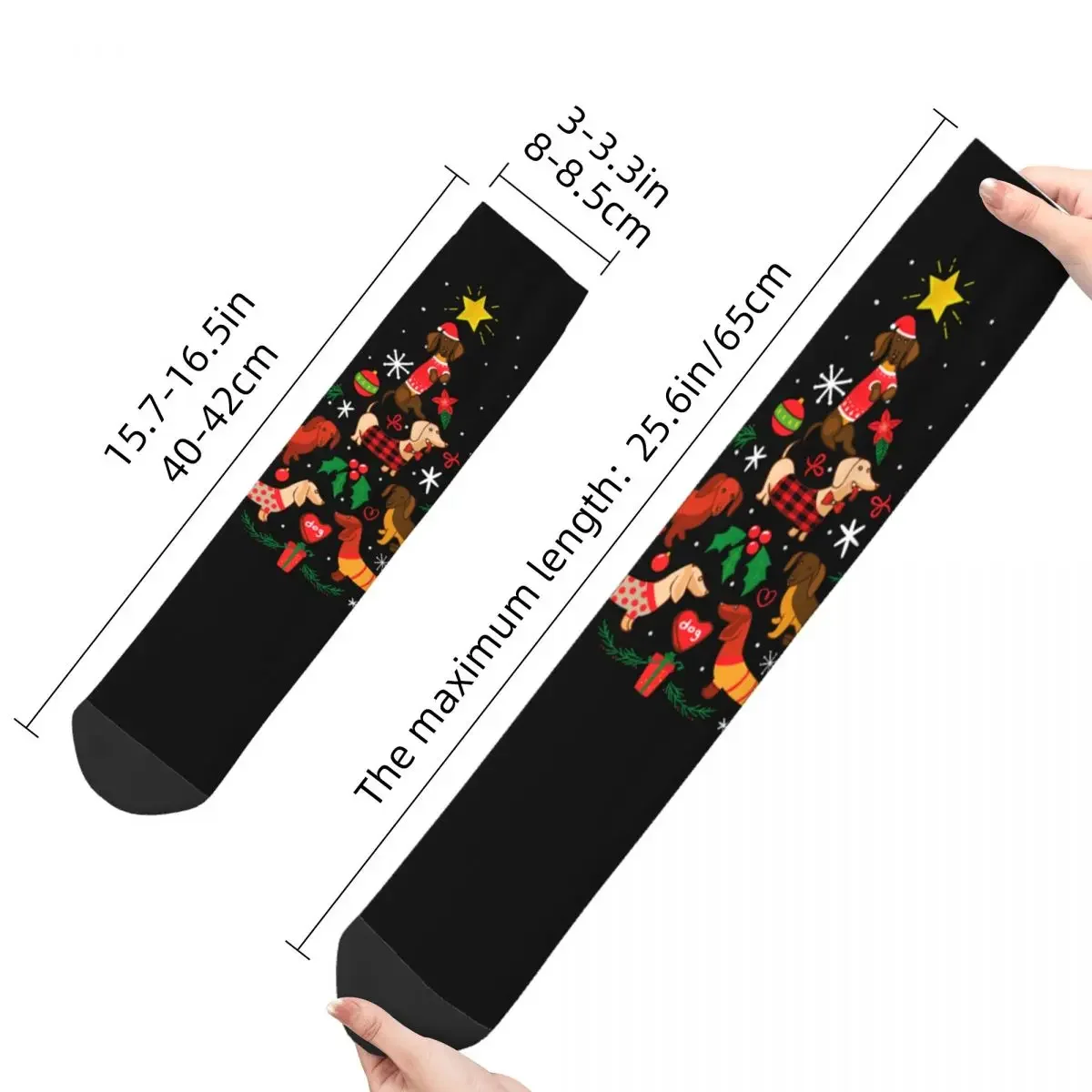 Dachshund Christmas Tree Socks Men Women Polyester Casual Dog Socks Novelty Street Style Spring Summer Autumn Winter Socks Gift