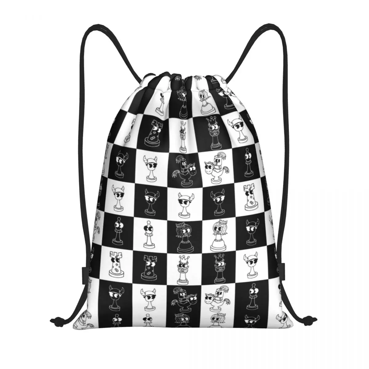 Chess Club Seven Drawstring Bags para homens e mulheres, mochila esportiva portátil Gym, peça do jogo de xadrez, mochilas de armazenamento de compras