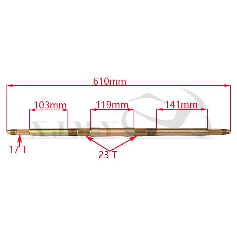 Go-Kart Rear Axle 610mm | Compatible with Kids ATV, Electric Vehicle, 49cc 110cc 125cc Quad Bike, Mini Buggy & Scooter Parts