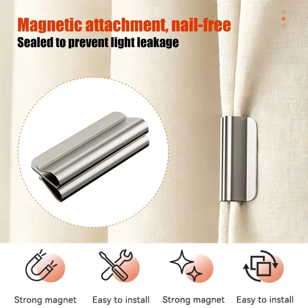 1 Pairs High Quality Metal Curtain Closure Clip Magnetic Attraction Detachable Curtain Clips Curtain Fixing Buckle Home Office