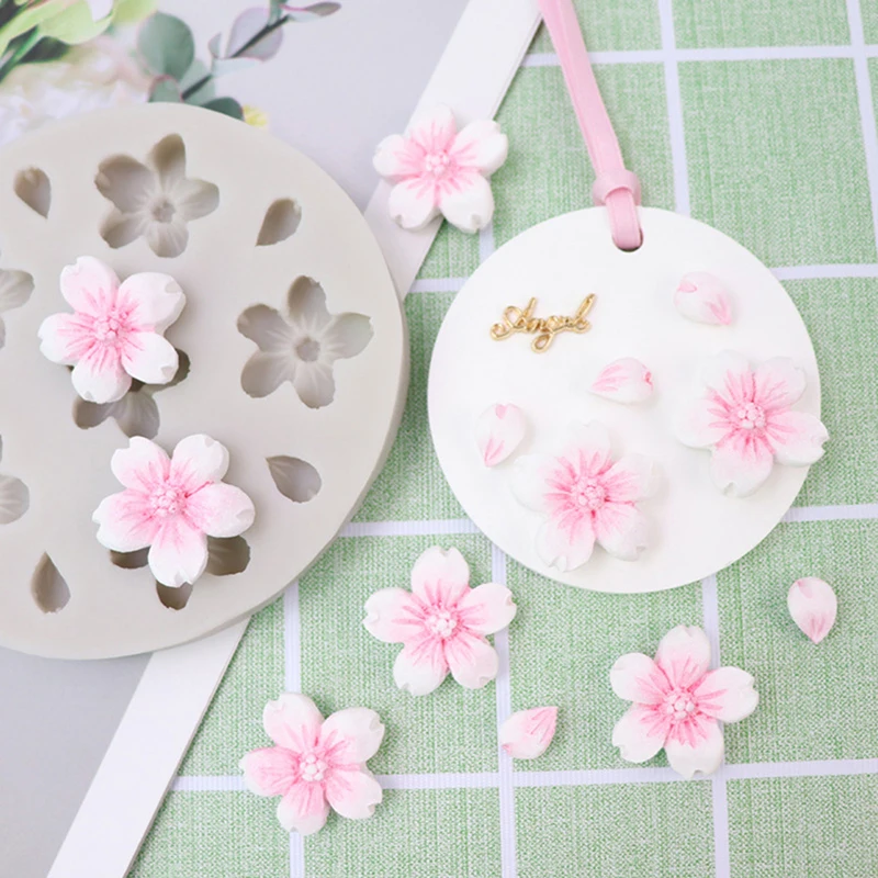 Rose Flower Shaped Chocolate Mold Mini 6 Holes Cherry Blossom Silicone Mold Cake Decorative Tool 10.8*10cm