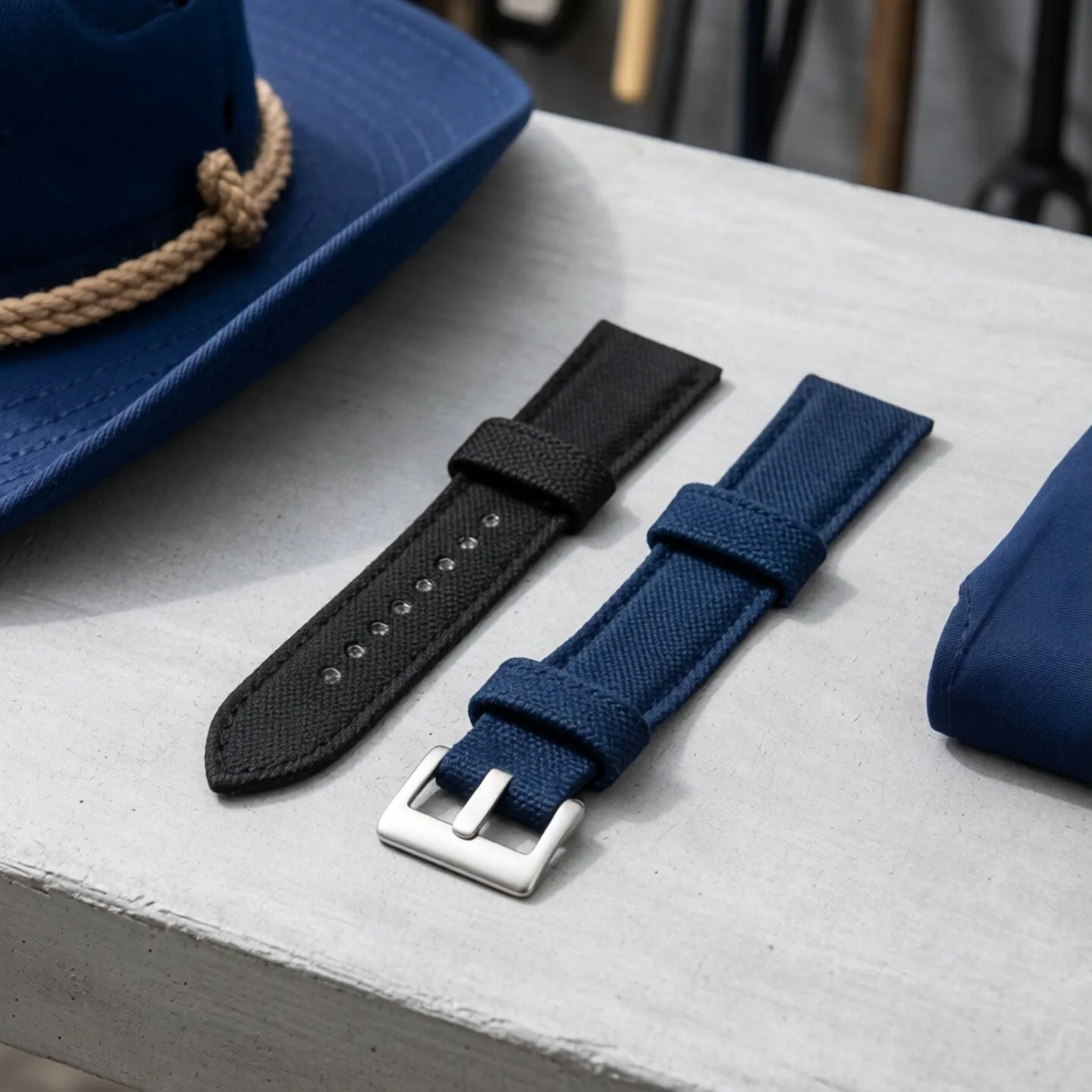 

for 50 Fathoms Watch Band 23mm Leather Strap 316L Stainless Steel Buckle Men's Sports Bracelet Watch Replacements Repair Tools