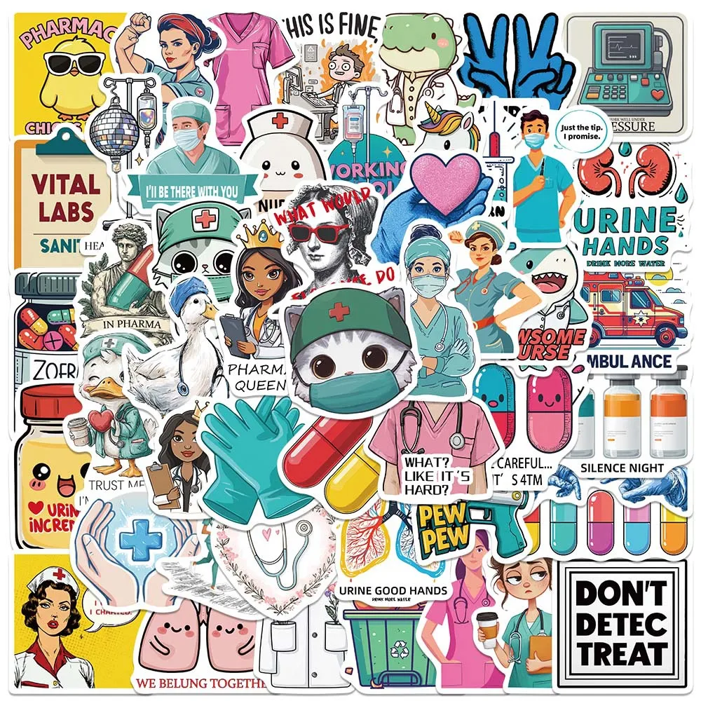 

50Pcs Funny Healthcare Stickers Decals For Laptop Scrapbook Luggage Guitar Helmet DIY Graffiti Stickers
