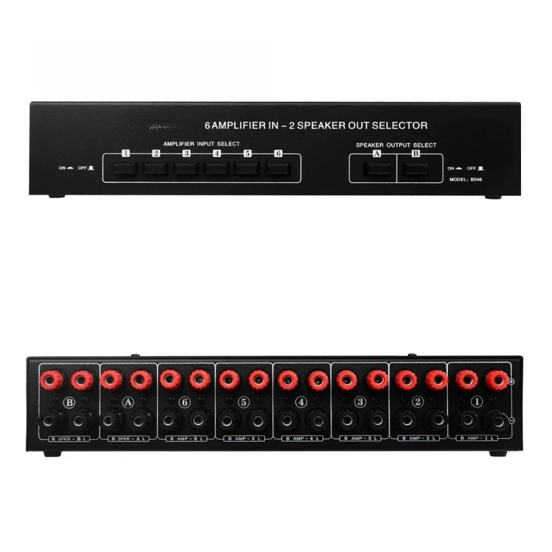 B046 6 IN 2 OUT Passive Amplifier Speaker Selector Switch Distributor Lossless Sound Audio Splitter Module