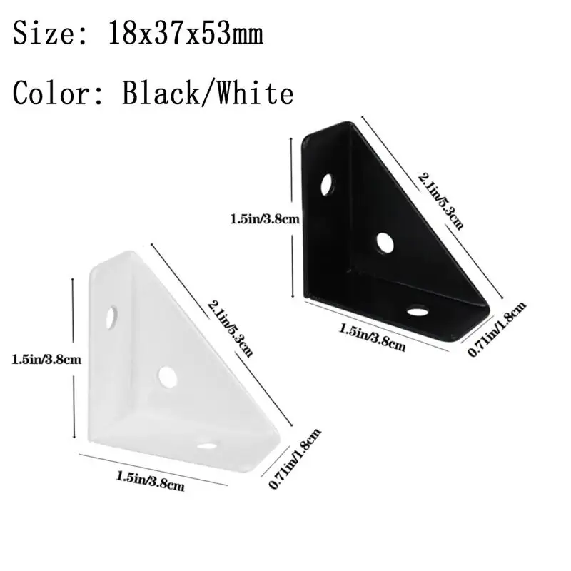 4~12pcs Right Triangle Corner Supports White Gray Black, Wooden Furniture Corner Connector Fasteners Suitable for Beds, Cabinets
