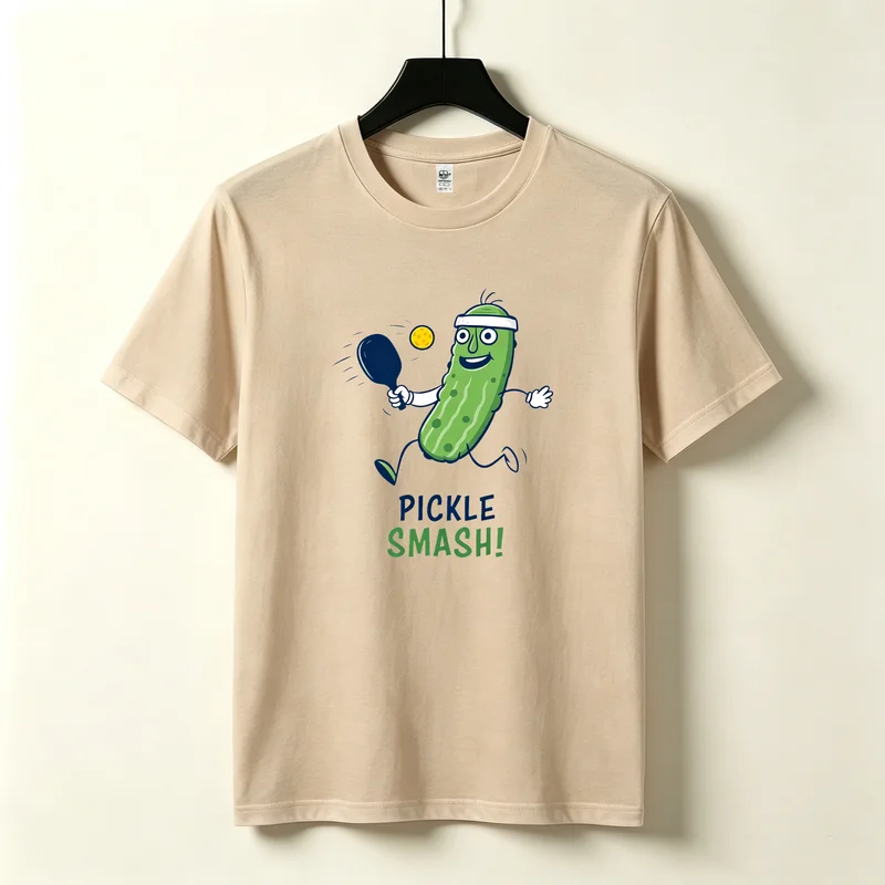 Pickle Smash Graphic T-Shirt Funny Cartoon Pickleball Print Black White Cotton Tee Casual Streetwear Men Women Summer Y2k Top