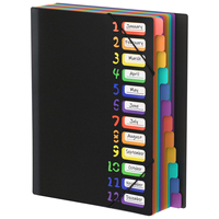 Color Tab A4 File Folders with Monthly Dividers - Durable Organizer, Coded Calendar System, Black Sturdy Cover