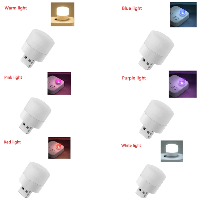 Portable USB Plug Lamp Mini LED Night Light Computer Power Bank Charging USB Book Lights Round Reading Eye Protection Lamps