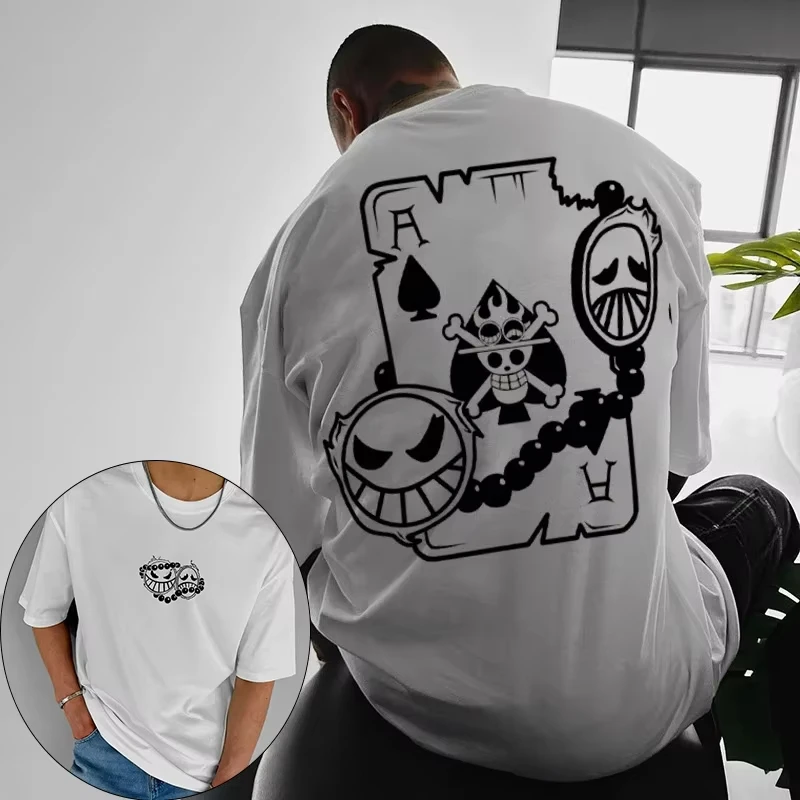 ONE PIECE Men's T-Shirt Ace Japan Anime 2026 Summer New Casual Pure Cotton Y2k Harajuku Men's Clothing Short Sleeve