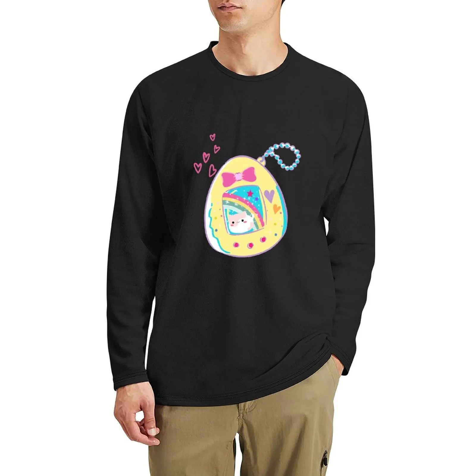 

Tamagotchi Cat Long T-Shirt funny t shirt cute tops animal print shirt for boys korean fashion mens funny t shirts