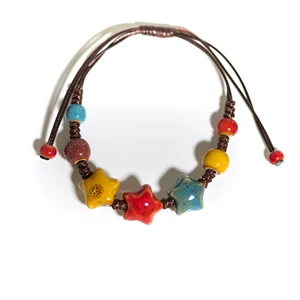 Yıldızdan yapılmış bilezik-renkli seramik el yapımı kordon mumu, ayarlanabilir moda aksesuarlarını örün-özel En iyi 10 satış-seramik rengi-no. 7