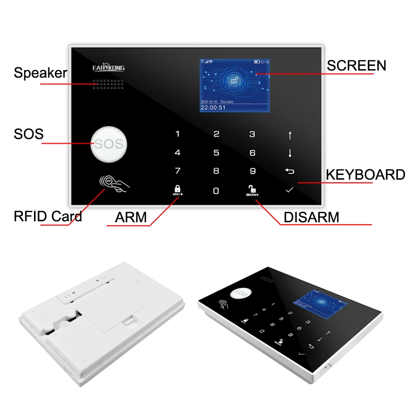 Wifi GSM Home Burglar Alarm System IOS Android Tuya Smart Life APP RFID Touch Keyboard 433MHz Wireless Sensor