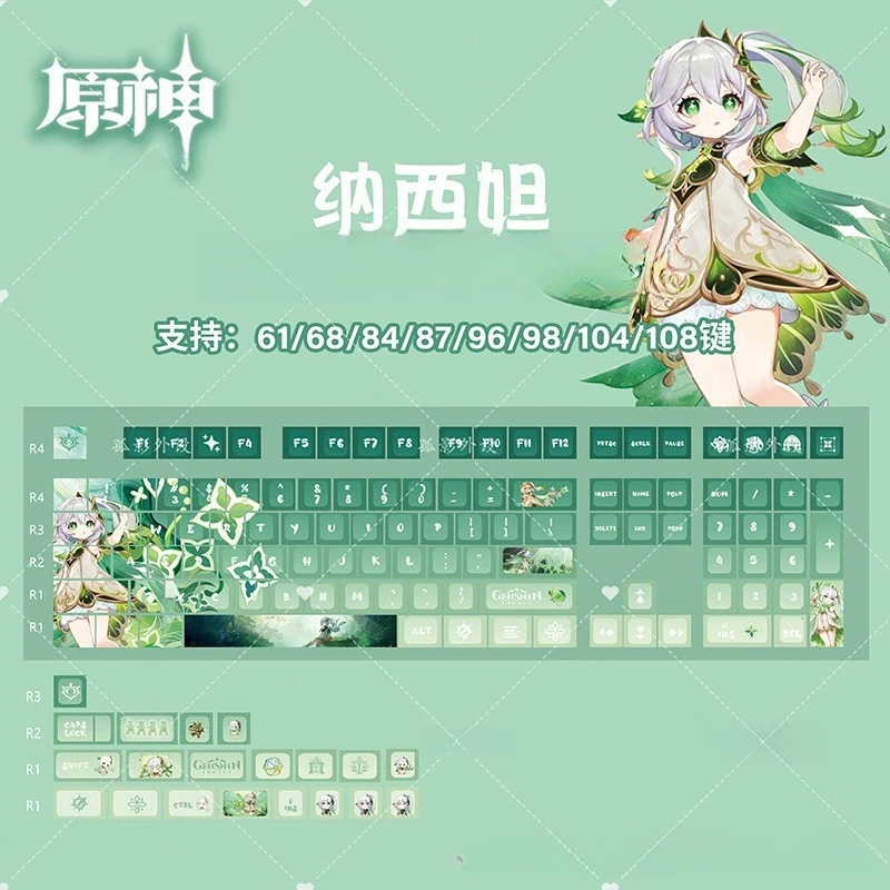 

on Anime Game Theme Keycap PBT Dye Sublimation Cherry Profile Key Caps For MX Switch 68 87 980 Mechanical Keyboard