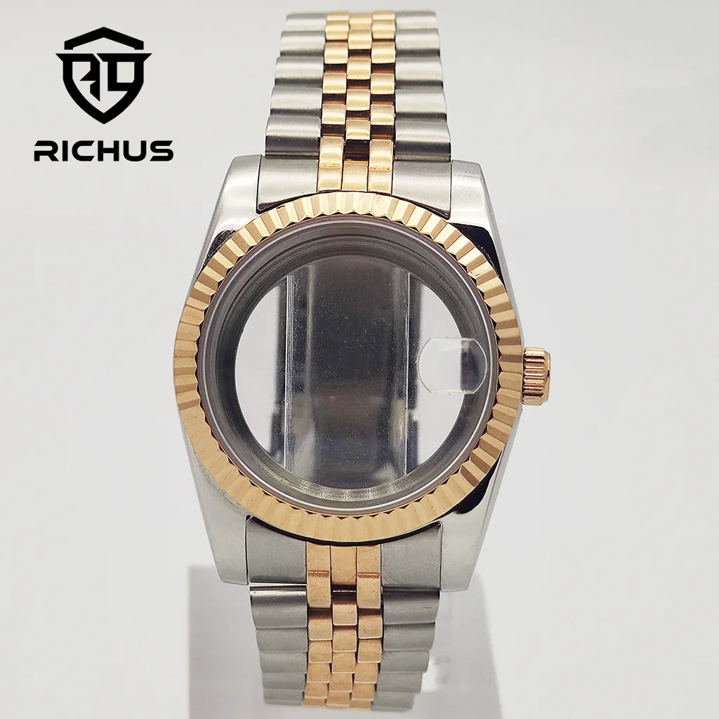 

RICHUS 36/39mm Rose Gold Case 10ATM Waterproof Fit NH34 NH35 NH36 ETA2824 PT5000 Miyota8215-DG Movement Watch Accessories