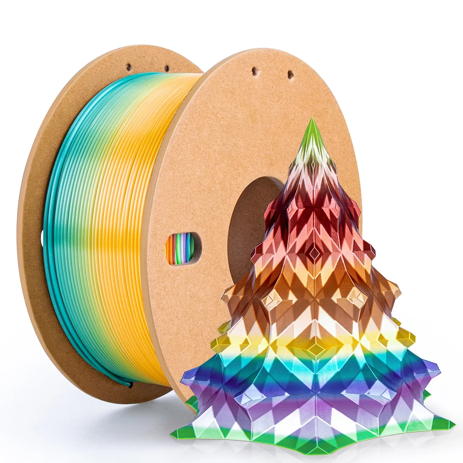 Silk Rainbow PLA Filament 1.75mm, Yellow Series 500g/1KG Spool Shiny Fast Color Gradient 3D Printer Filament, Compatible FDM