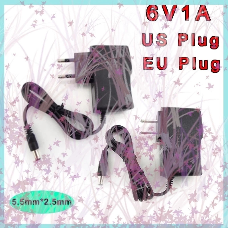 6V 1A AC to DC 100V-240V Wall Charger Power Supply 1000ma Adapter Converter Transformer US EU Plug Charging 5.5mm*2.5mm B2