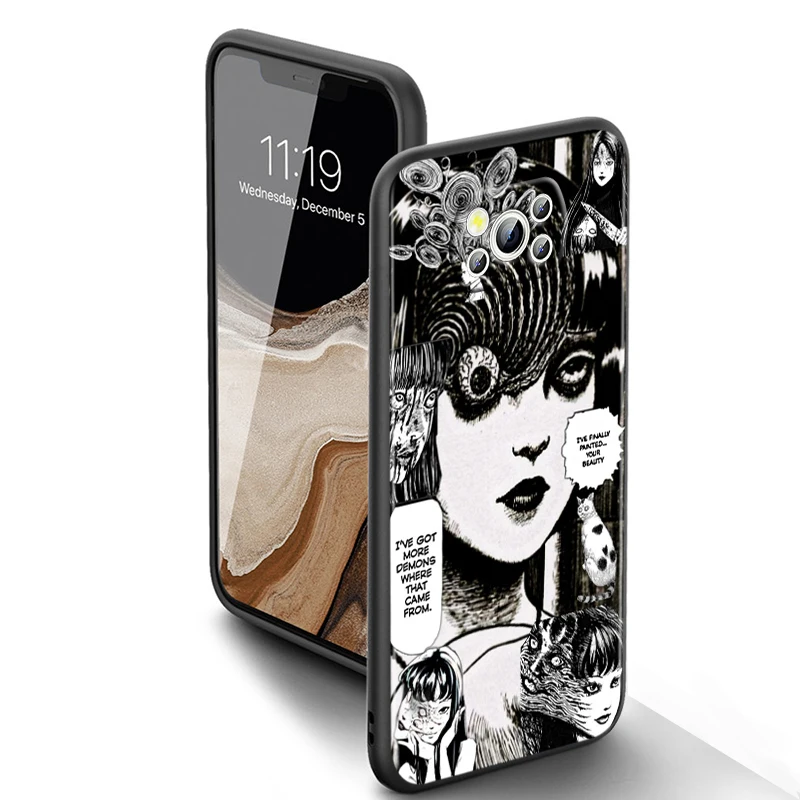 Horror Comics Tomie Kawakami For Xiaomi Poco X6 X5 X4 X3 F4 F3 NFC M6 M5 M4 GT S Pro 4G 5G C65 Black Soft Phone Case