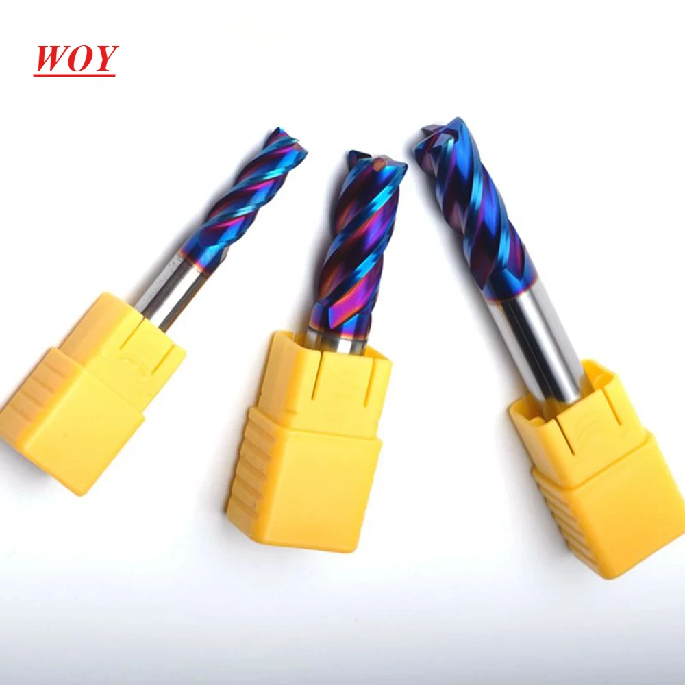 

WOY 1 2 3 4mm HRC65 4Flutes Carbide Tungsten CNC Milling Nose Radius Cutters Milling Tools Carbide corner radius End mill