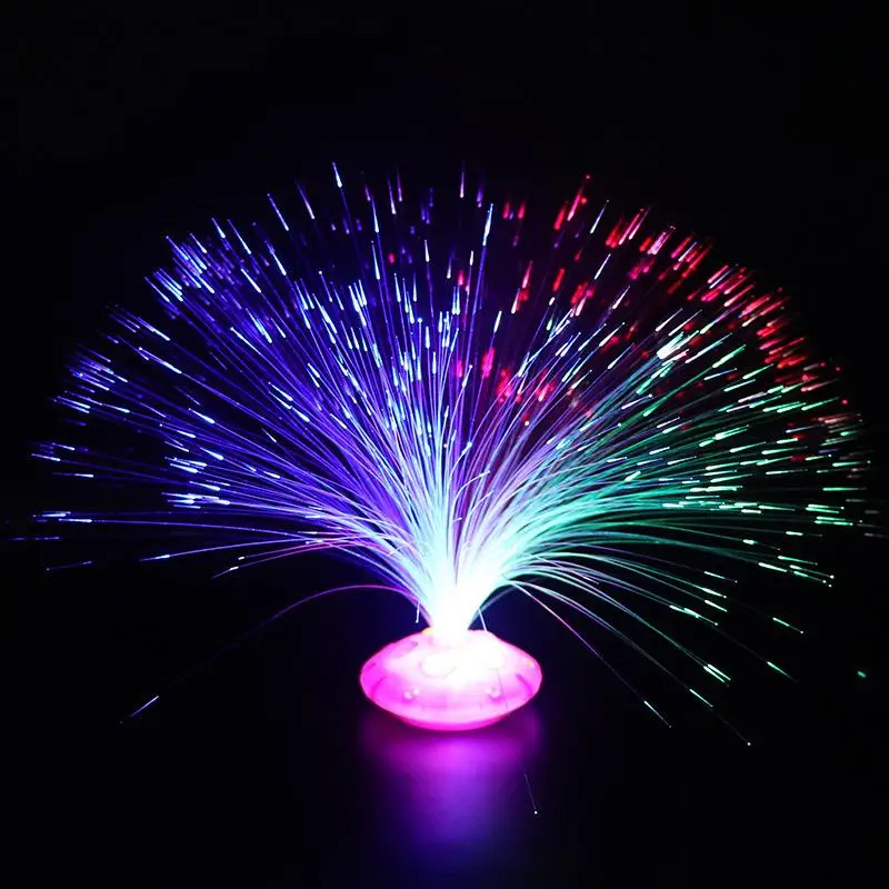 Juguetes de fiesta de Navidad, luz nocturna óptica romántica, luz intermitente para decoración, lámpara de luz nocturna de fibra LED colorida luminosa