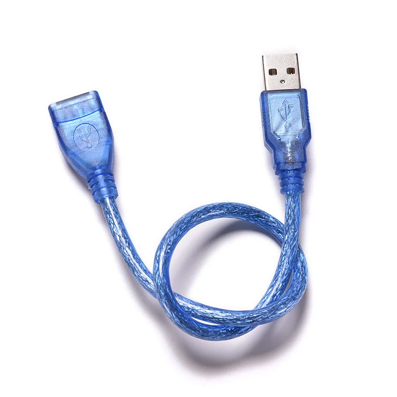 USB 2.0拡張ケーブル,30 cm,2.0オス-USB 2.0,メス延長ケーブル,データ同期ケーブル,抗干渉,青,1個