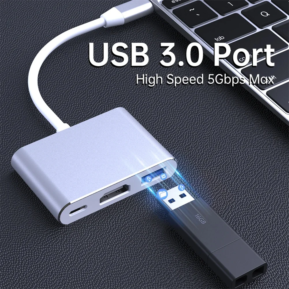 3 In 1 USB C Hub 5Gbps High Speed USB C Hub Adapter USB 3.1 Type C To 4K USB 3.0 Adapter Cable For Laptop Notebook Phones
