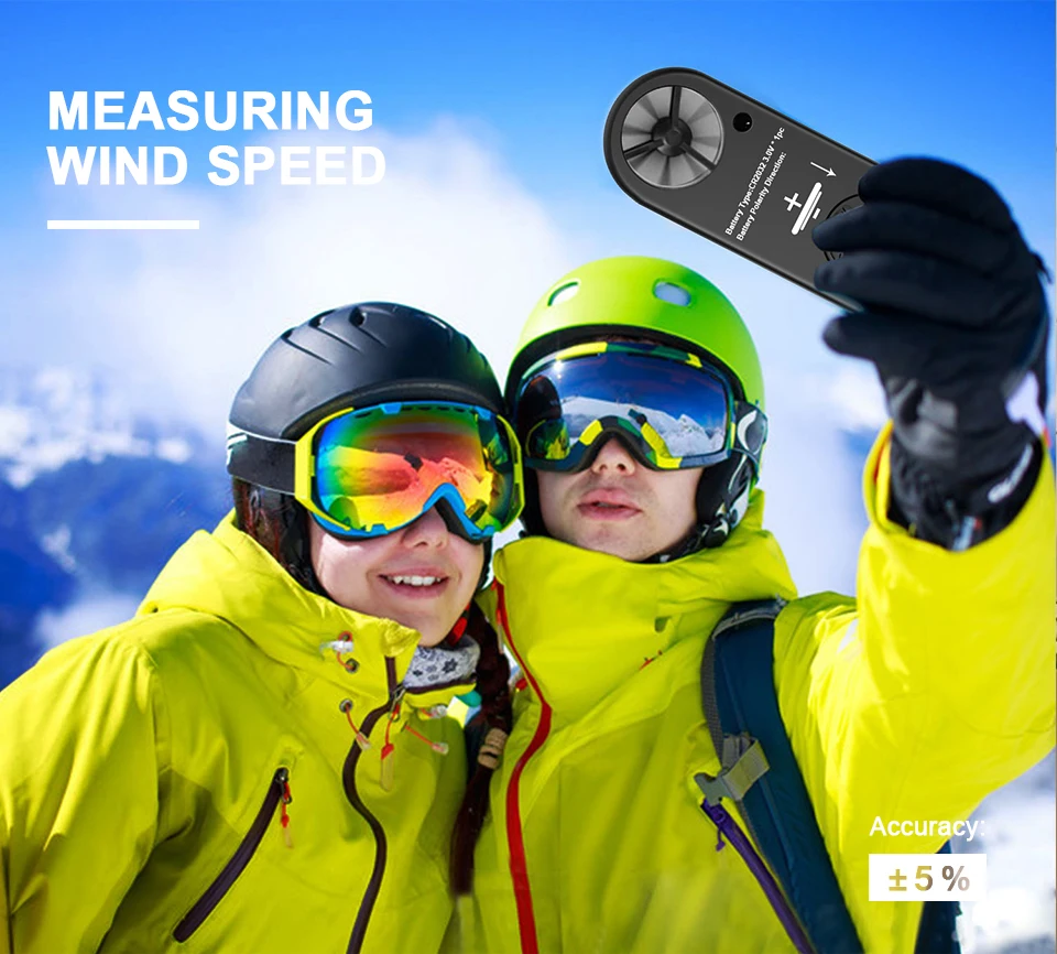 

HP-816B Anemometer 0.3-30m/s 7 Blades Current/Max/Avg Wind Chill LCD Backlight for HVAC Outdoor Sports Drone Flying