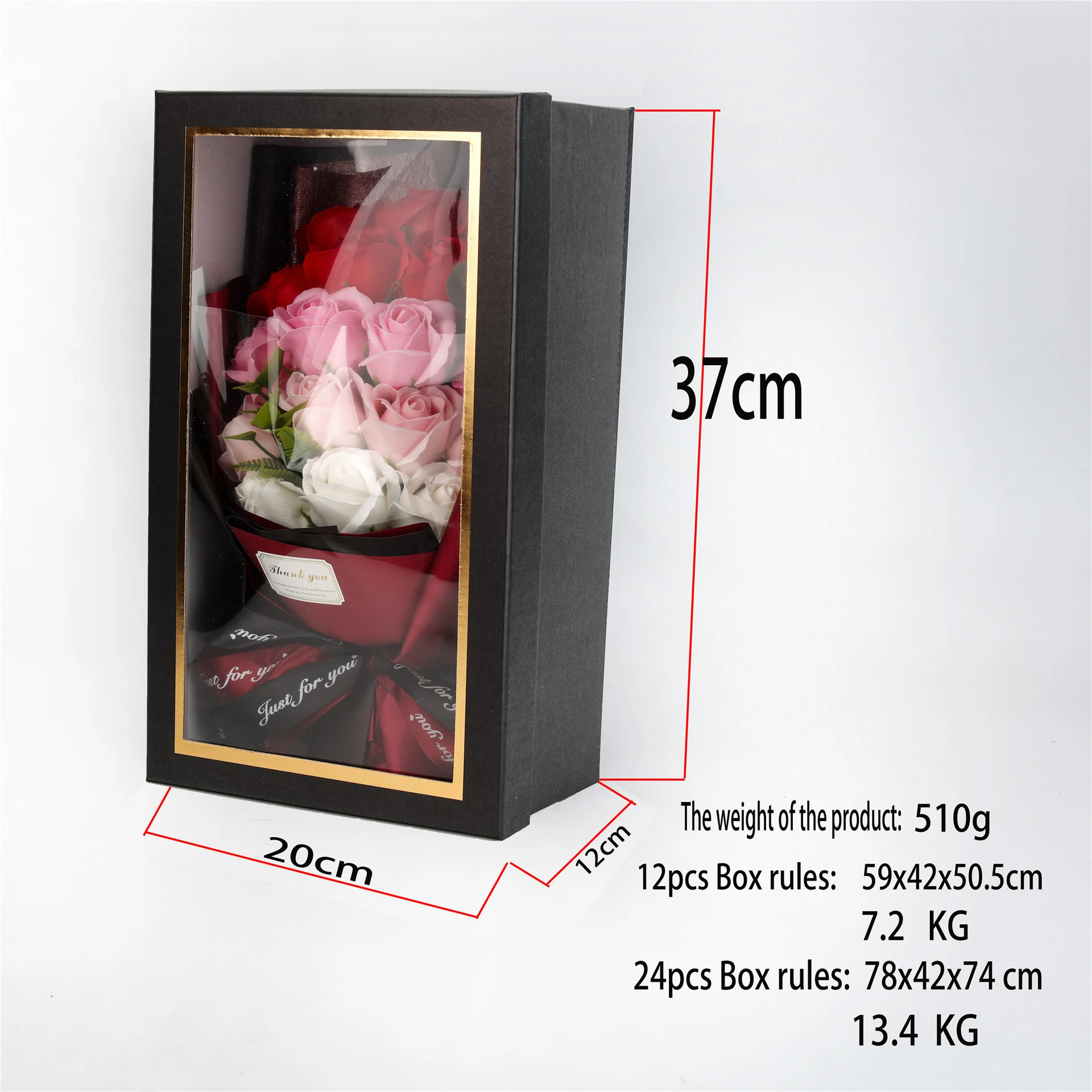 Künstliche Seifenblume, Rosenstrauß, Geschenktüten, Valentinstag, Geburtstag, Geschenk, Hochzeit, Heimdekoration, 18-Rosen-Seifenstrauß, Geschenkbox – Detail 1