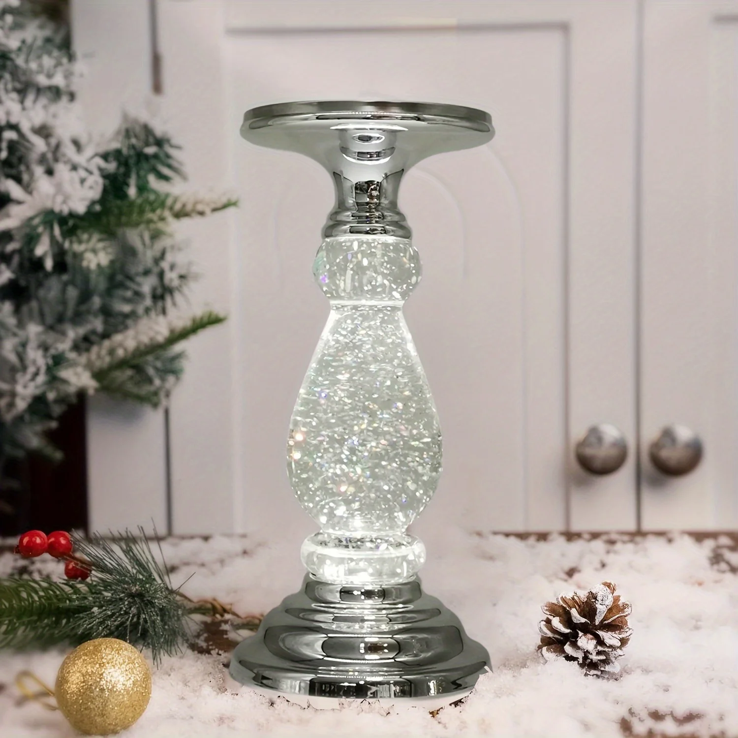 

Elegant LED Swirling Candle Holder with On/Off Switch – Polished Acrylic Base, Fits 3-Wick Candles, Perfect for Home Décor & Hol