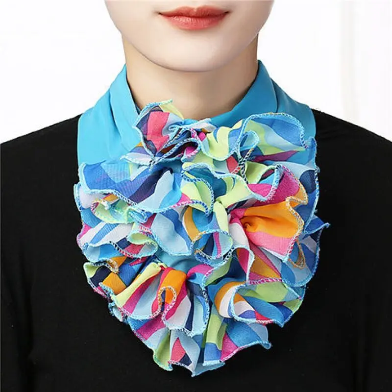 Spring Autumn Thin Fake Collar Neck Protection Wooden Ear Hedging  Sleeve Decoration Floral Flowers Line Lace Variety Scarf A32