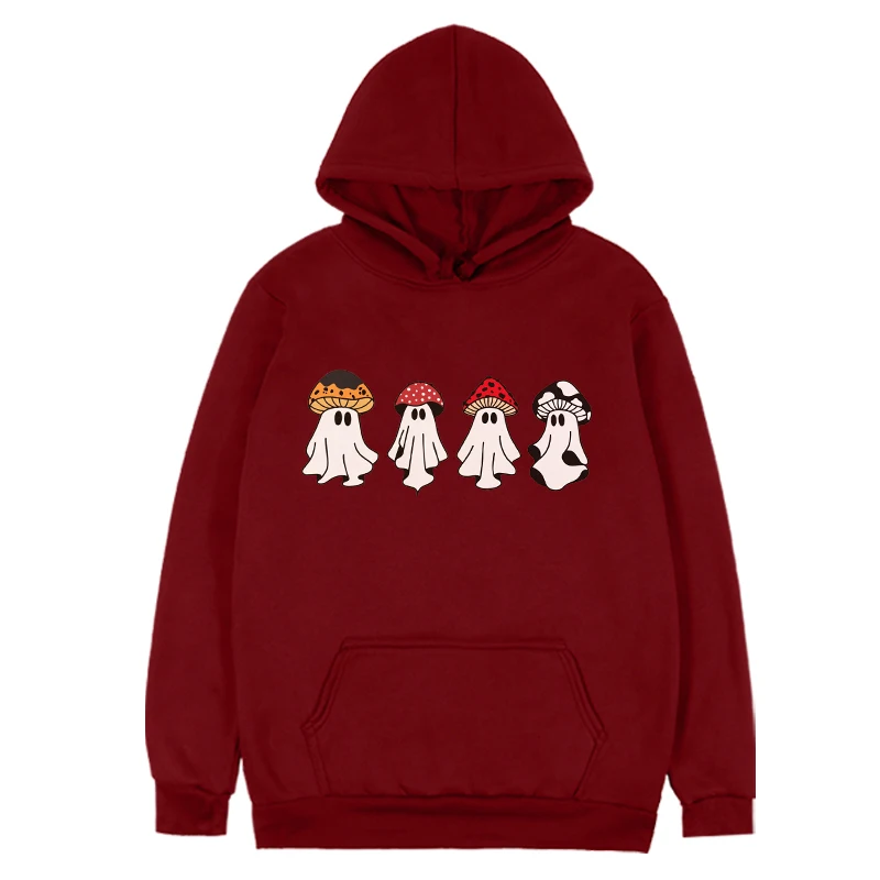 Ghost Hoodies Mushroom Funny Fall Sweatshirt Halloween Hoodies Women Halloween Spooky Season Winter Clothes m