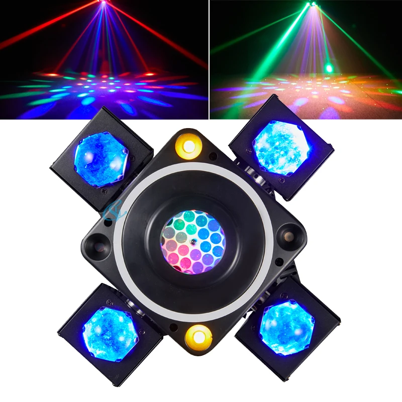 led four arms moving head strobe laser light colorido bee eyes iluminacao de palco dj festa show boate bar dmx512 90w 01