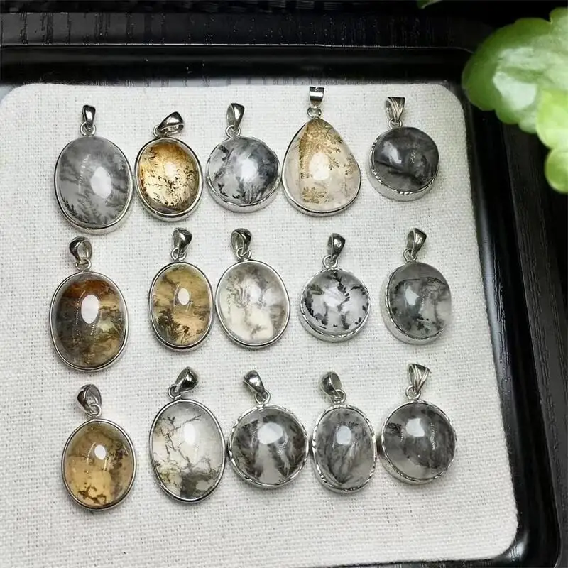 

S925 Natural Small Tree Quartz Freeform Pendant Reiki Healing Fengshui Stone Home Room Decoration Exquisite Gift
