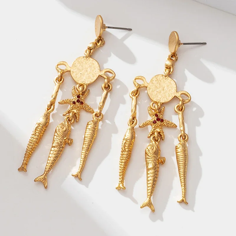 New Design Cute Fish Gold Color Alloy Earrings Trendy Charm Animal Metal For Women Female Jewelry Accessories