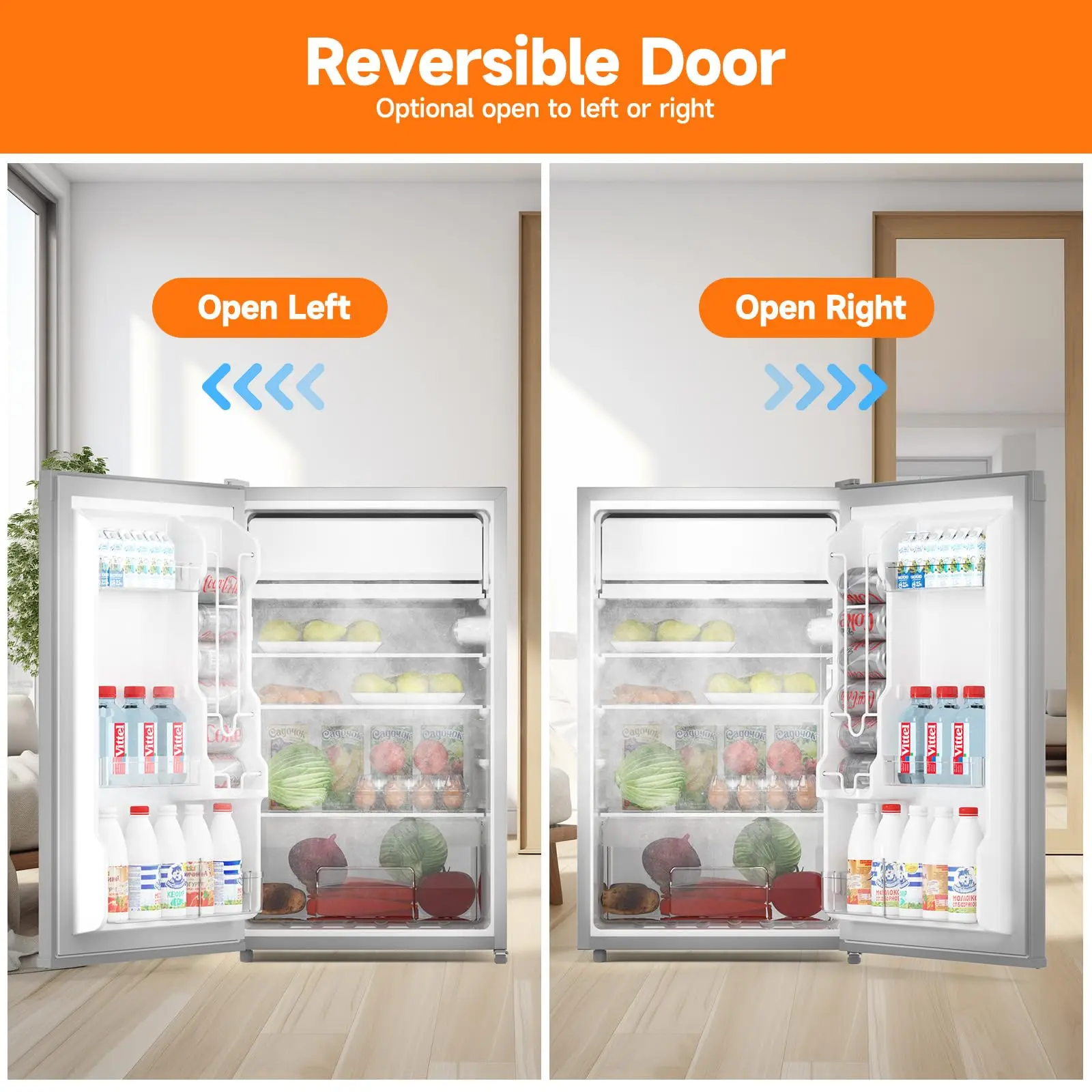 ثلاجة صغيرة 4.3 قدم مكعب مع فريزر باب واحد درجة حرارة قابلة للتعديل منخفضة الضوضاء ثلاجة مدمجة لغرفة النوم والمكتب RV