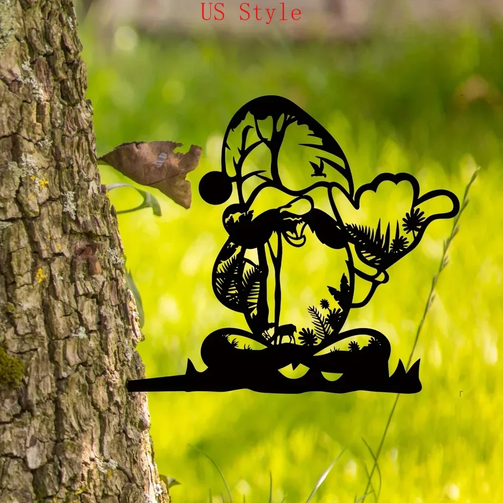 

Iron Art Silhouette Add a Magical Touch Your Garden with this Gnome Tree Metal Art Decoration Metal Wall Hanging decor outdoor G