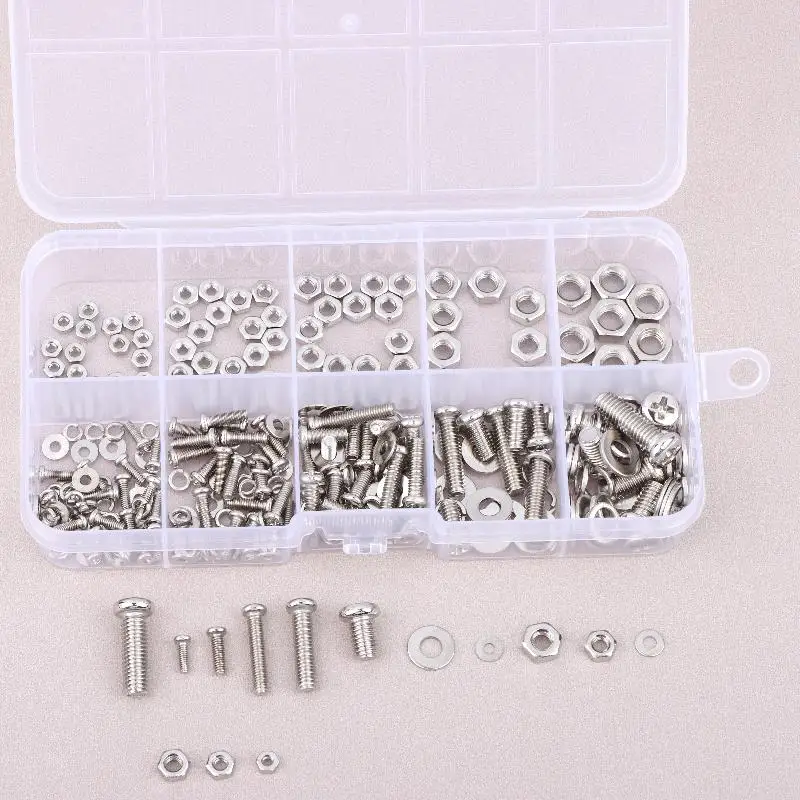 M2 M5 Screws Nuts Washers 320Pcs Organizer Kit for Handyman Home Upgrade and Small Appliance Restoration