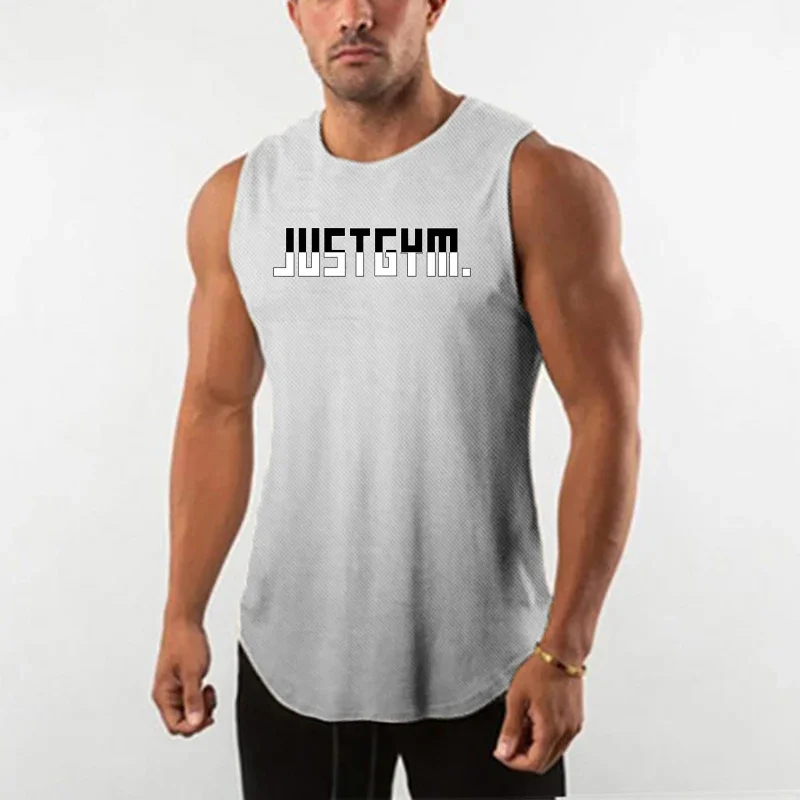 Summer Mens Running Sport T-Shirts Mesh Quick Dry Casual Clothing Gym Bodybuilding Fitness Tank Tops Sleeveless Workout Singlets