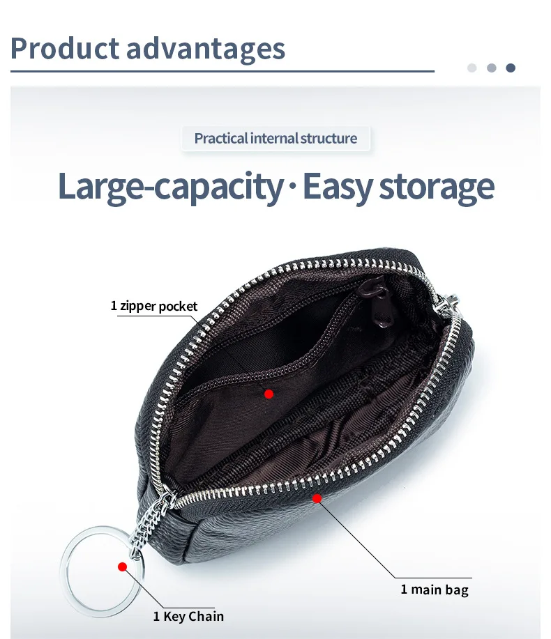 Women's Portable Lightweight Coin Purse & Mini Key Pouch - Simple Soft Leather Zippered Bag for Everyday Carry