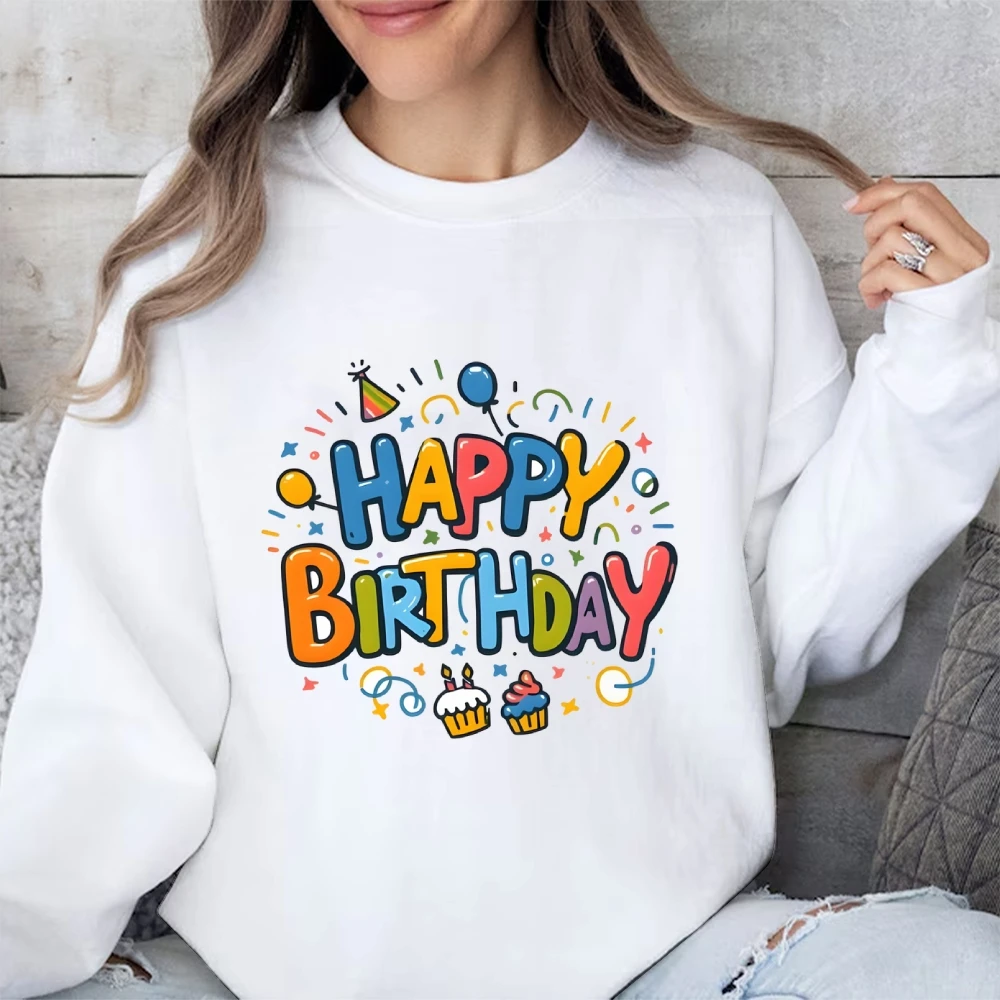 Birthday Graphic Casual Sweatshirt Trendy Multi-Colored Cotton Soft Top New Fashion Crew Neck Pullover Long Sleeve Loose Sweater