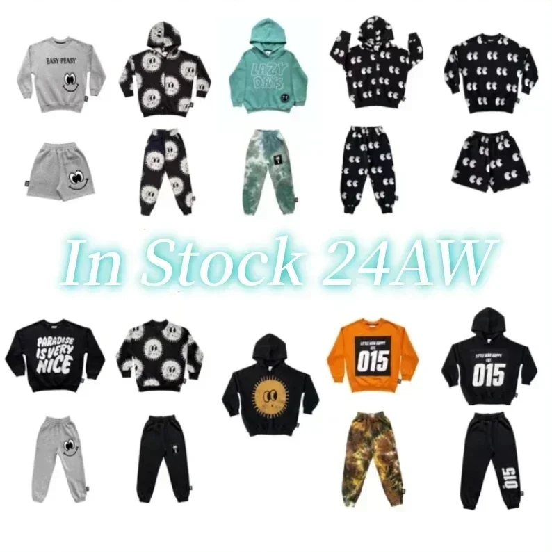 In Stock! Kids Clothes Set 2024 LMH Autumn/Winter New Boys Girls\' Cartoon Printed Sweatshirt and Sweatpants Set